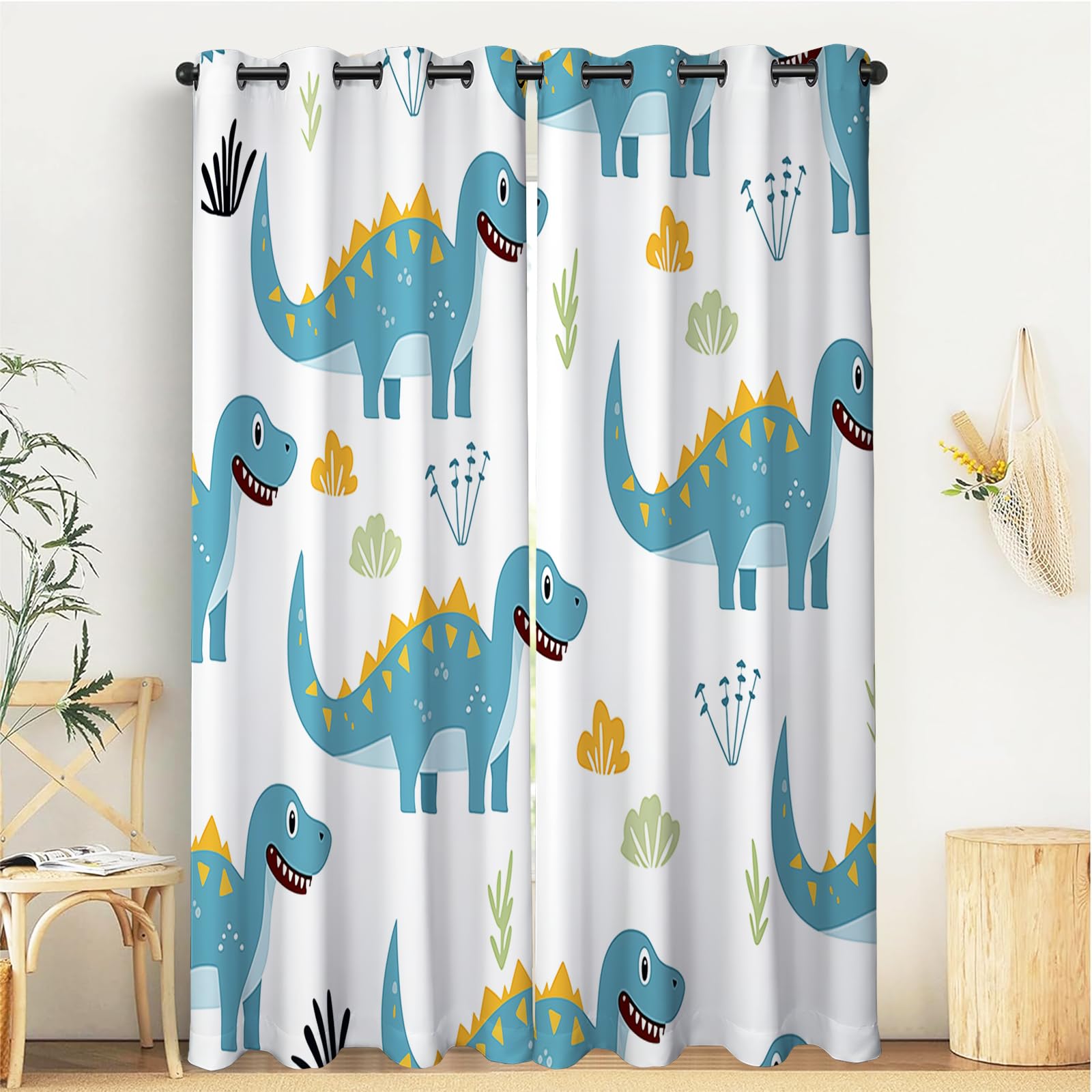 Rideau occultant thermique isolant anti froid dinosaure mignon pour chambre lot de 2 140x220
