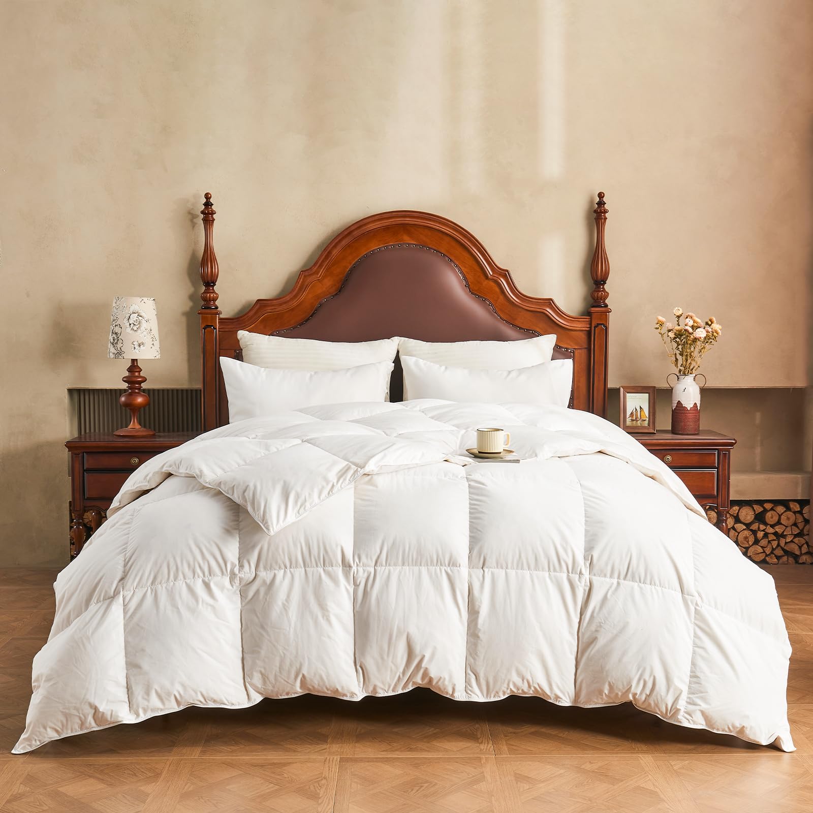 APSMILE Edredón de 70% Plumas y 30% Plumón para cama 160/180, Edredón Relleno Nórdico 4 Estaciones 300gr/㎡, Mezcla de Algodón Egipcio, Muy Suave y Cómodo, Certificado Oeko-Tex y RDS(Blanco, 240x260cm)