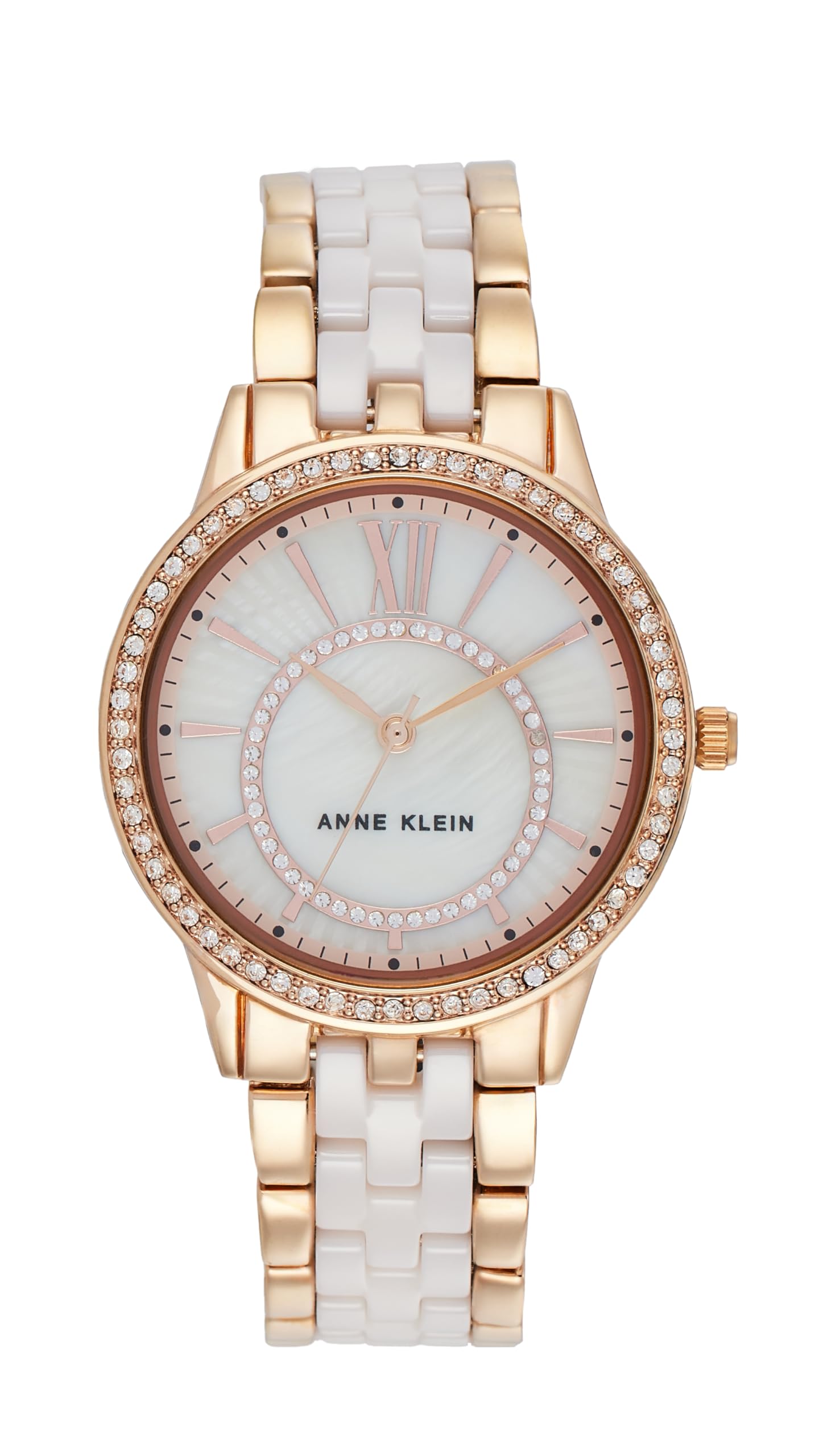 Quartz Analog Pink Dial Ceramic Strap Watch for Women-NEAK3672LPRG