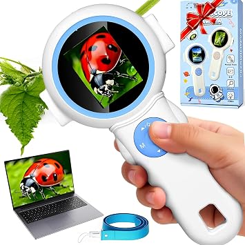 2-in-1 Kids Microscope Camera, 2.0" 1000X Digital Microscope for Kids, Handheld Portable STEM Educational Toy, Nature Exploration Science Gift for Boys Girls 3-10 Years Old