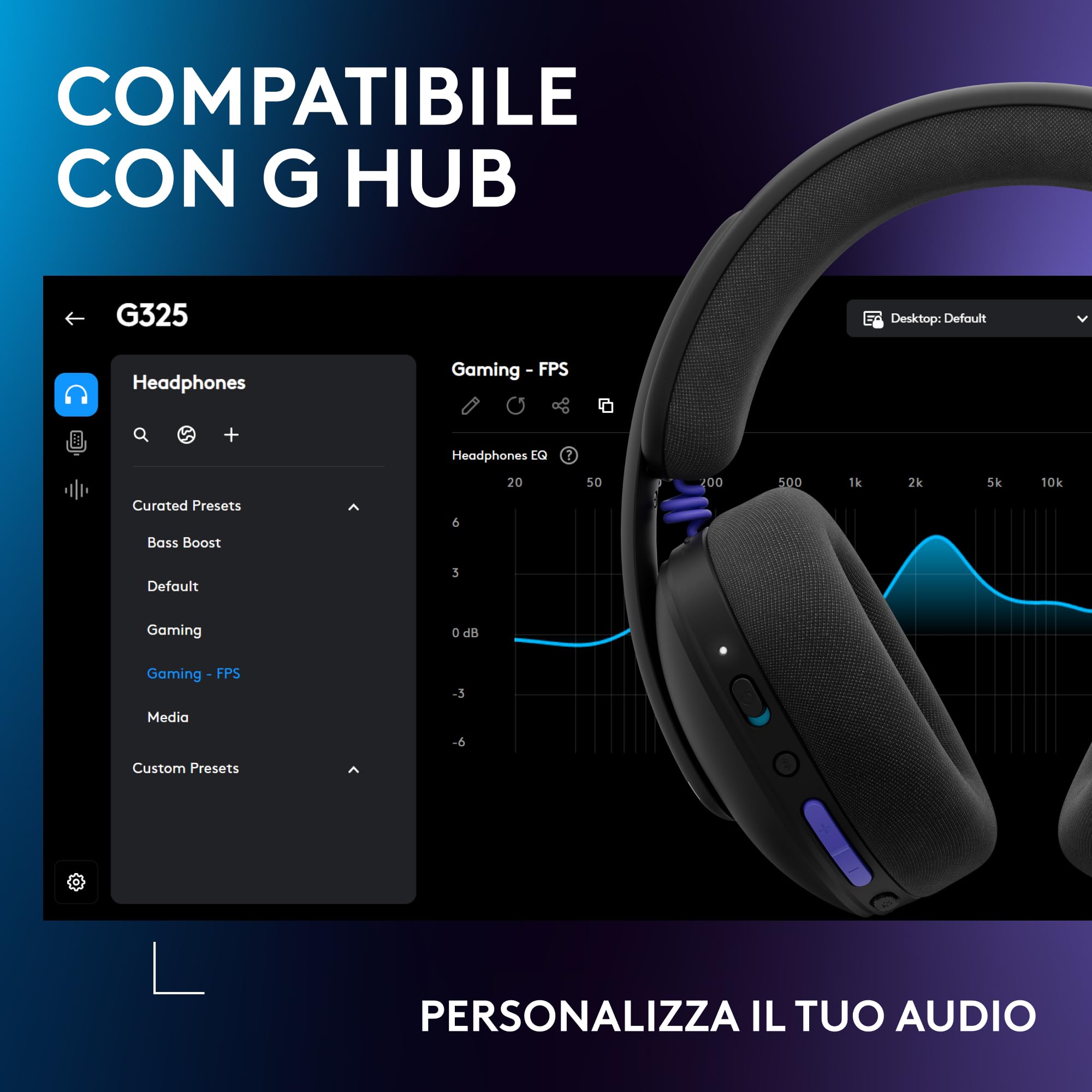 Logitech G G325 LIGHTSPEED, cuffie gaming Bluetooth wireless | Comfort tutto il giorno, mic riduzione rumore, audio 24 bit, 24+ ore autonomia, per PC, PS, Switch – Nero