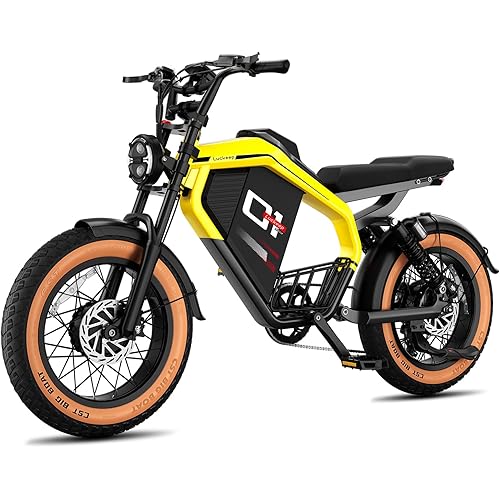M5 Electric Bike for Adults/Teen, 2000W/2500W Peak Motor, 37.5/32 MPH, 48/52V, 15AH-40AH Dual Battery, 80/160 Miles 20" Fat Tire Electric Dirtbike, City Moped Electric Motorcycle for Adults