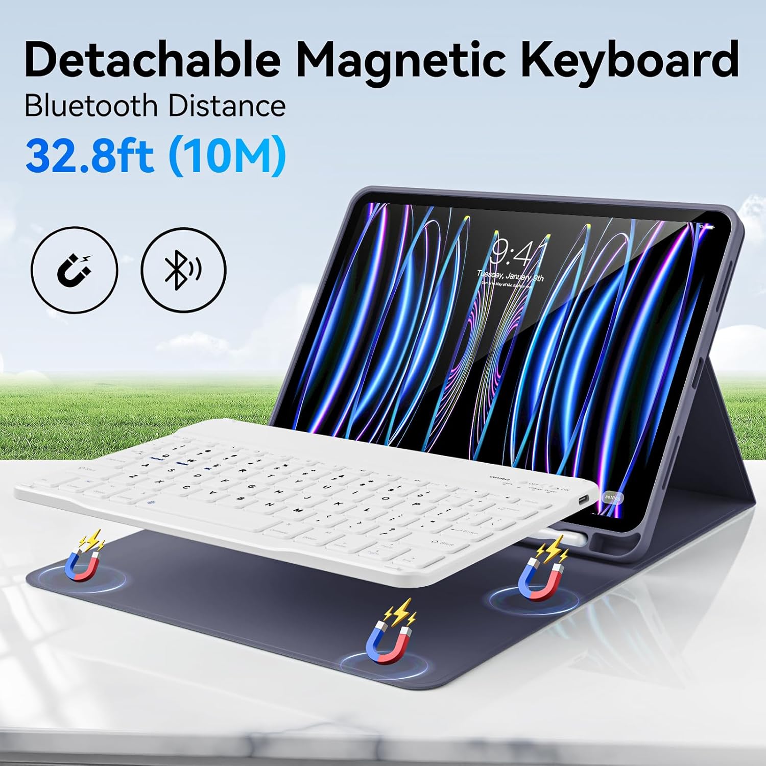 Keyboard Case for iPad Pro 11 Inch 4th Generation/Pro 3rd Gen/Pro 2nd Gen with Pencil Holder, Folio Detachable Wireless Bluetooth Keyboard & Flip Stand Case for iPad Pro 11 Inch, Purple