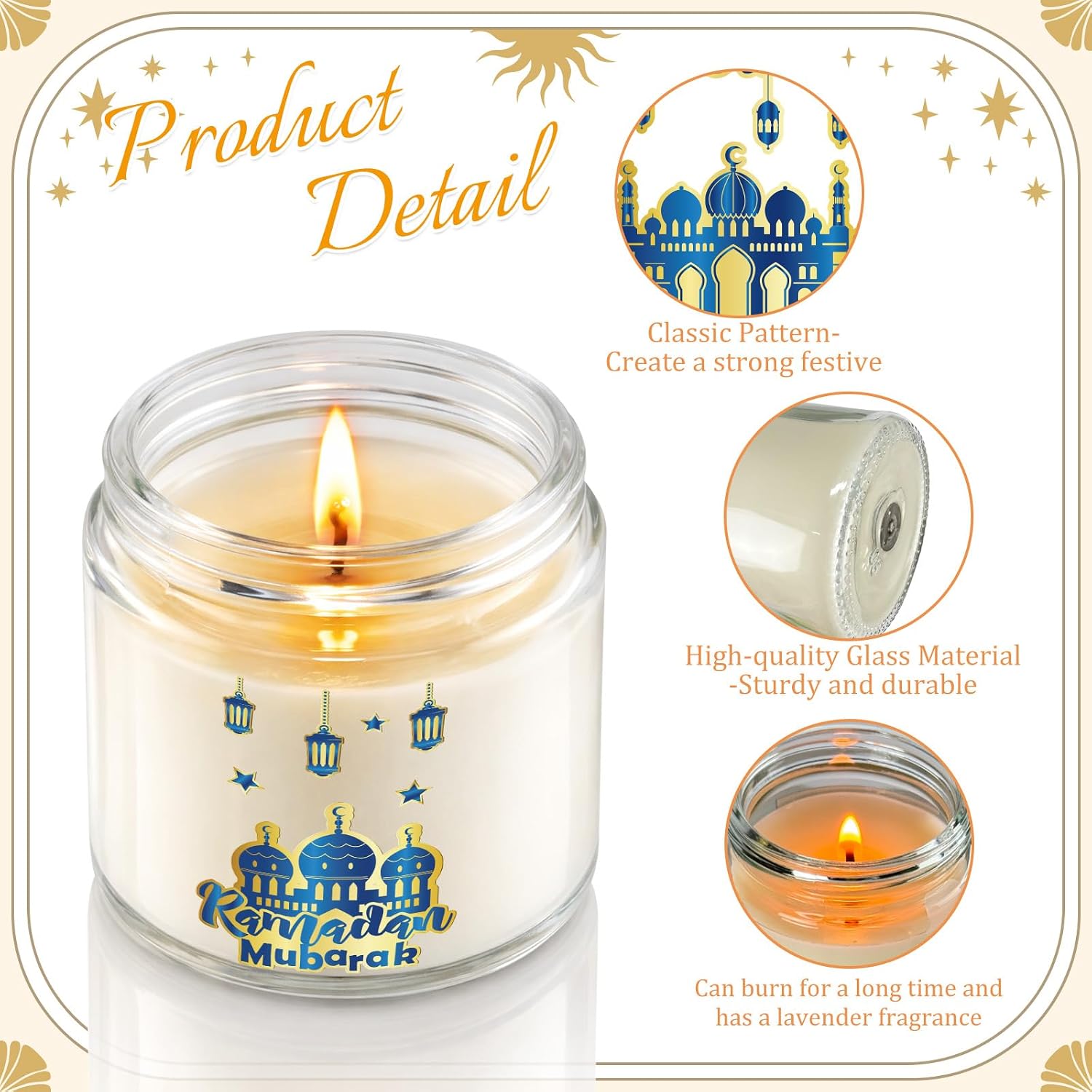 Cinrobiye 12 Pcs Ramadan Mubarak Scented Candles Lavender Soy Wax Candle Gift Set with Boxes, Eid Mubarak Table Decorations Party Favors for Eid al Fitr Wedding Islamic Home Decor