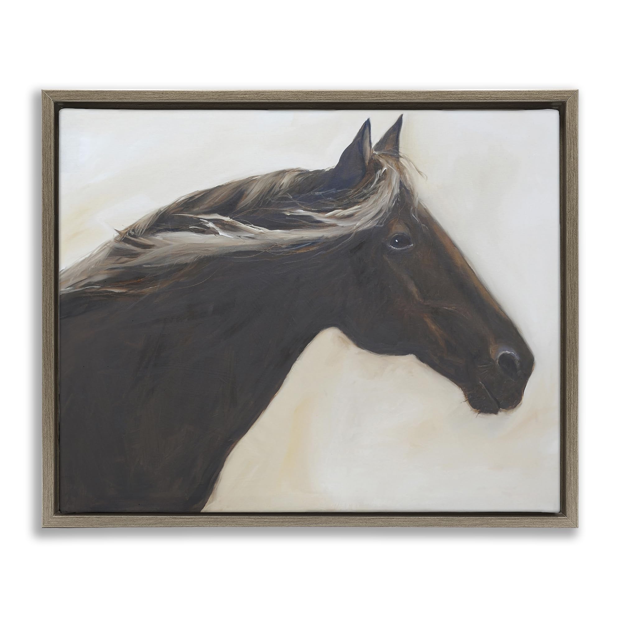 Stupell Industries 'The Mare In Profile', Floating Frame Canvas Art, Brown, 31 x 25 Inches, Easy to Hang and Sturdy, Made in USA, by Jadei Graphics