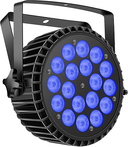 Vista 17 de Luces Par de 18 luces LED, U`King RGBW 4 en 1, 216 W, efecto de iluminación de escenario por DMX y control activado por sonido, luz de lavado para 4
