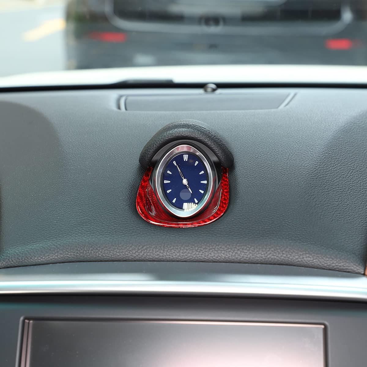 100% Vera Fibra di Carbonio Cruscotto Centro Orologio Bussola Copertura Per Maserati Ghibli 2014-2021 Accessori Interni (Rosso)