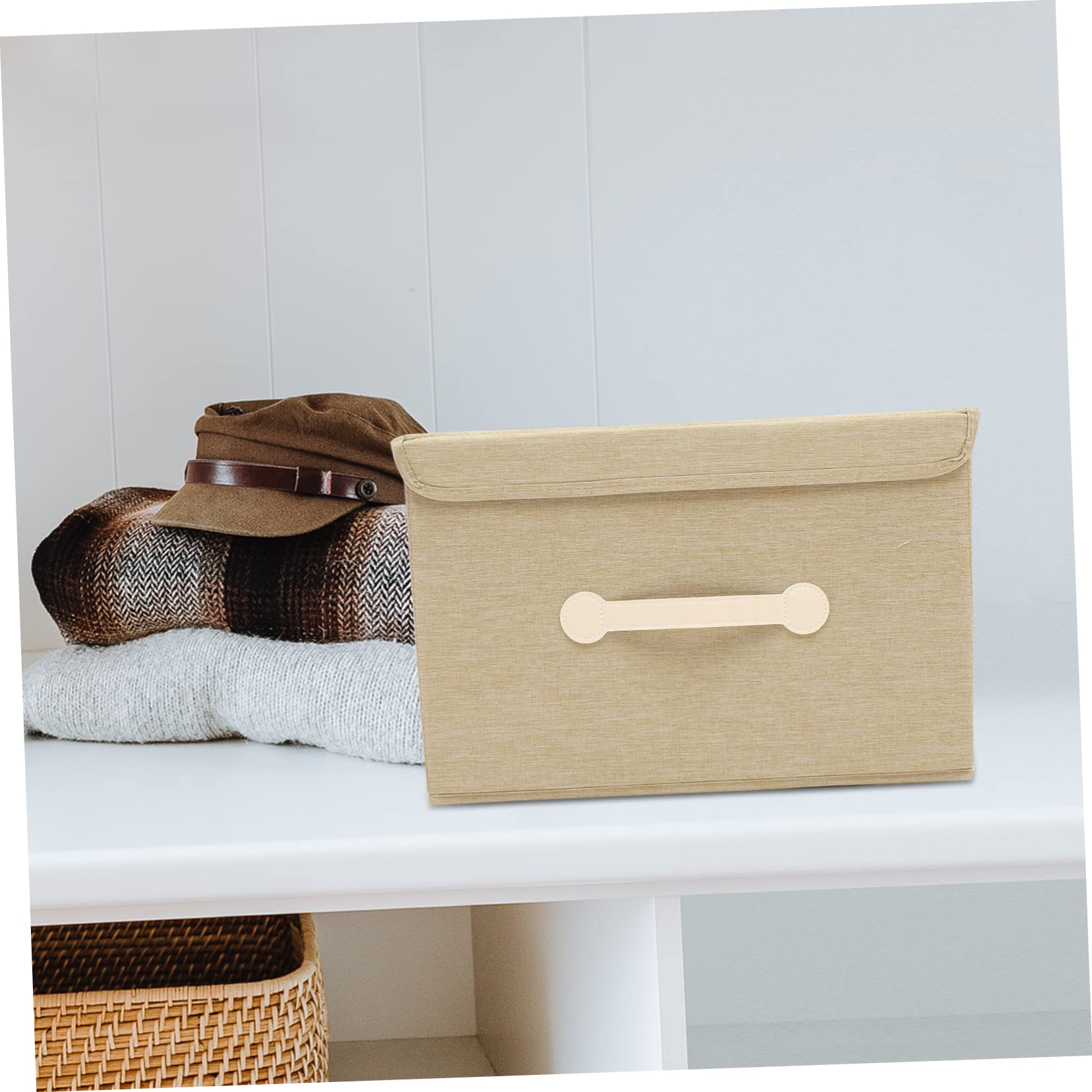 Faltbare mit Deckel Aufbewahrungsbox aus Khaki in Stoff