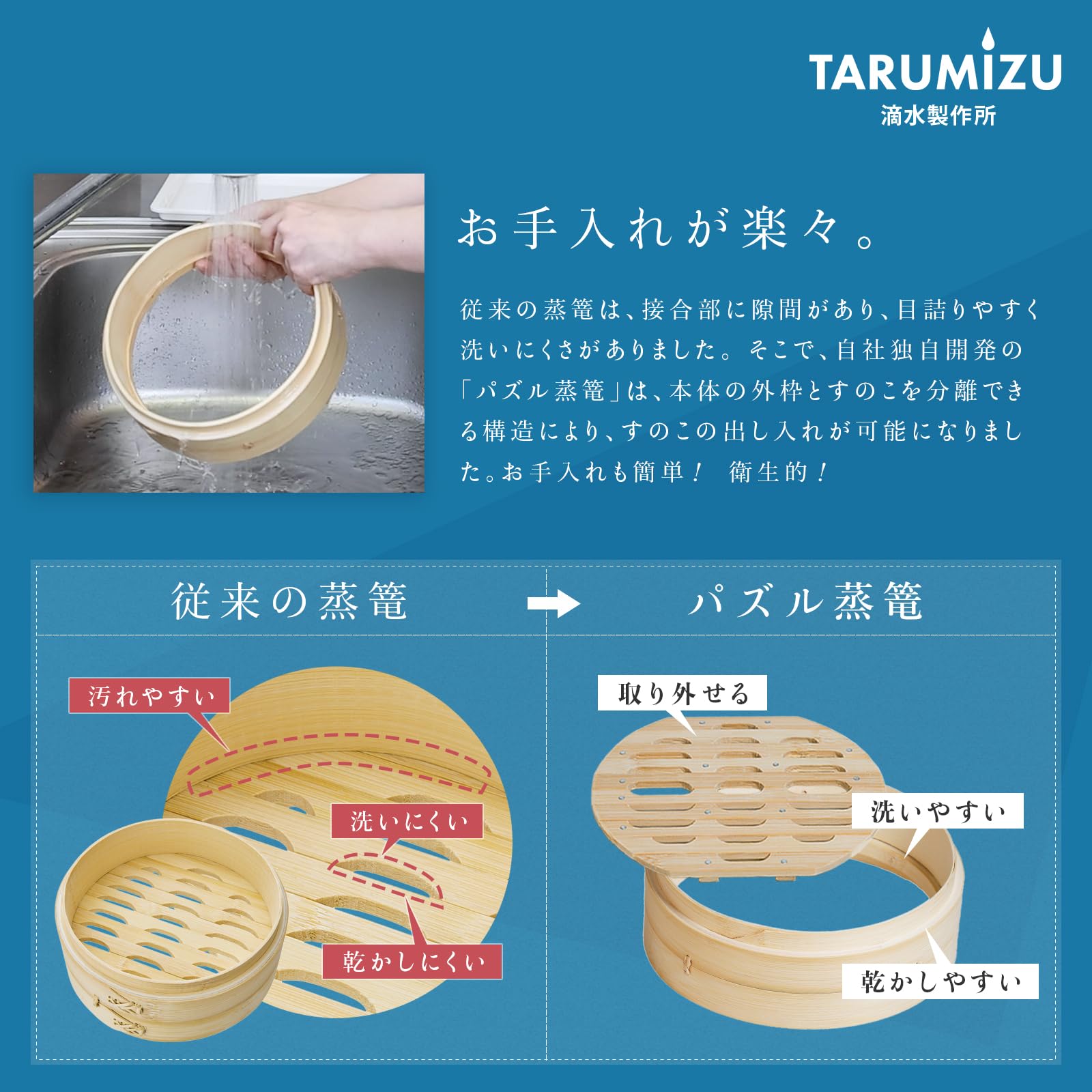 Amazon | 【すのこが外せる新構造】竹せいろ 21cm 2段 蒸し器 パズル