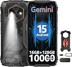 Ulefone RugKing 4 Pro Tough AI Rugged Phone, 10000 mAh 16GB + 128GB, Android 15 Octa-Core 48MP 6.56" 120Hz, 120LM Super Torch/3 Card Slots/IP68/IP69K/NFC, Package with Exclusive Armor Case- Black