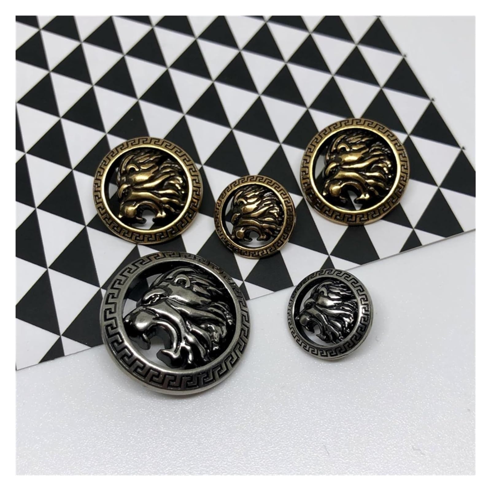 10 szt. 15/20/25mm Retro Lion Head Design Metalowe guziki do odzieży płaszczowej Dekoracyjne Vintage Guziki kurtek(Black,20mm)