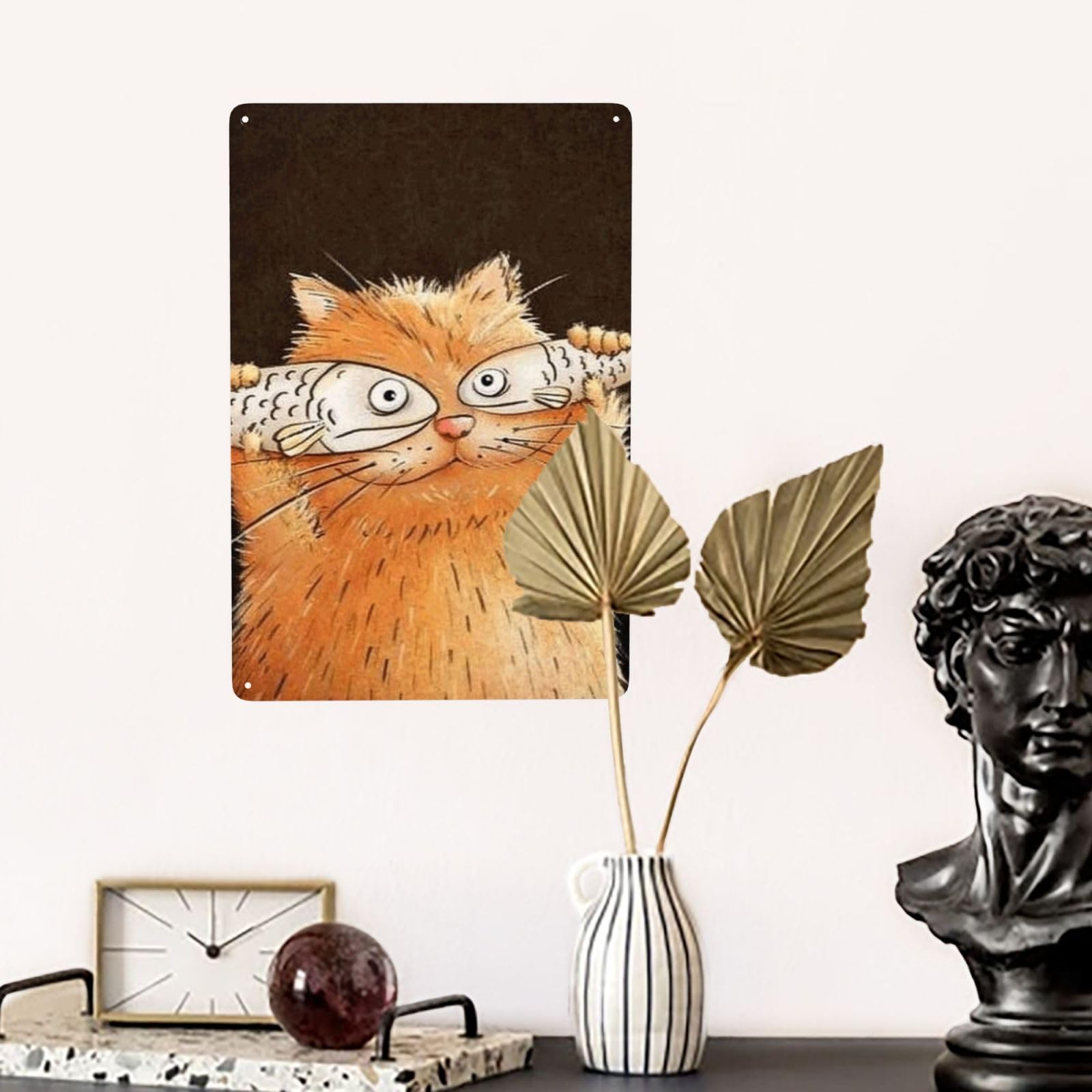 Amazon.co.jp: メタルプレート 面白い 猫と魚 ネコ柄 アニメ ブリキの