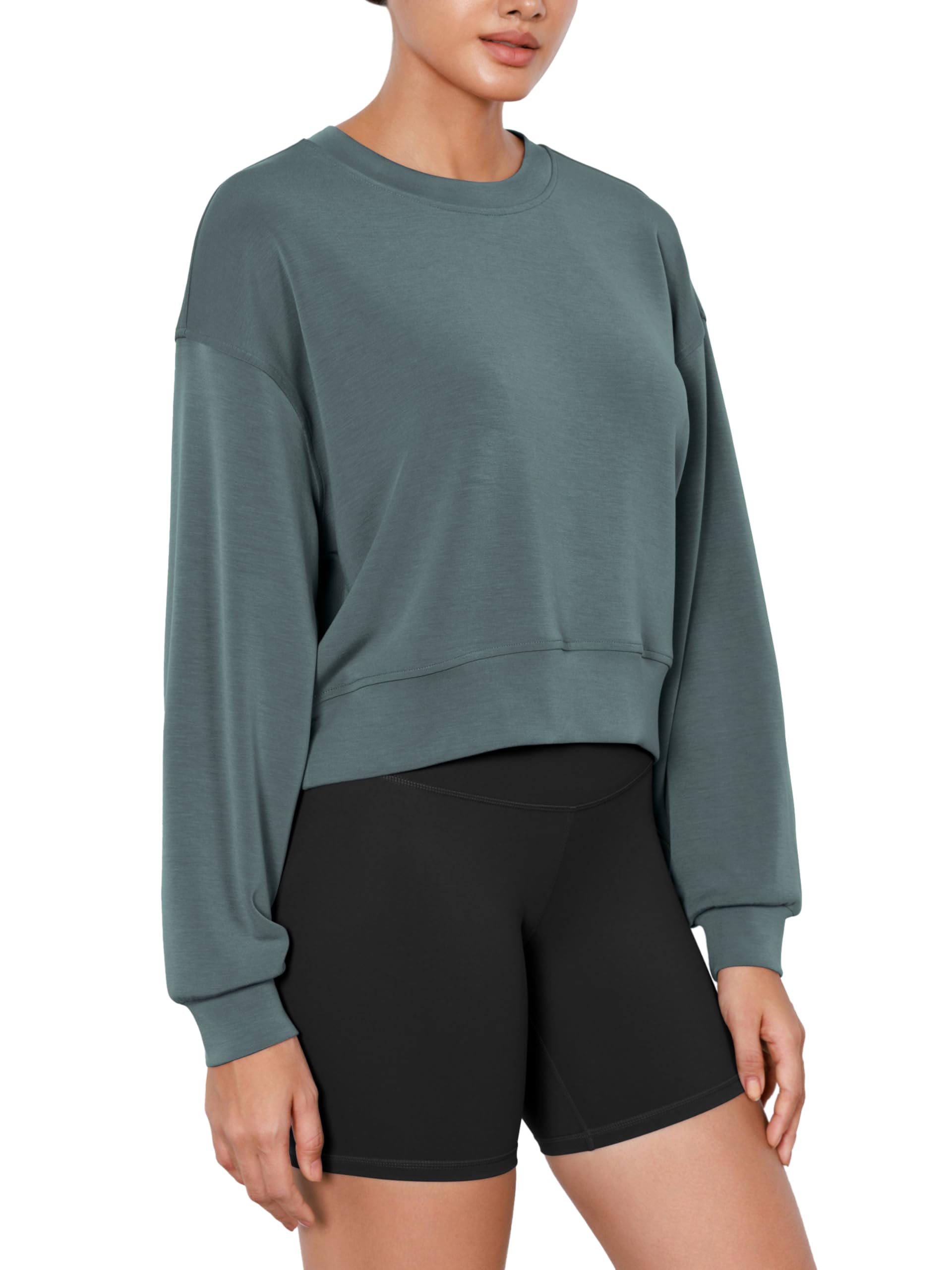 ODODOS Modal Soft Long Sleeve Cropped Sweatshirt