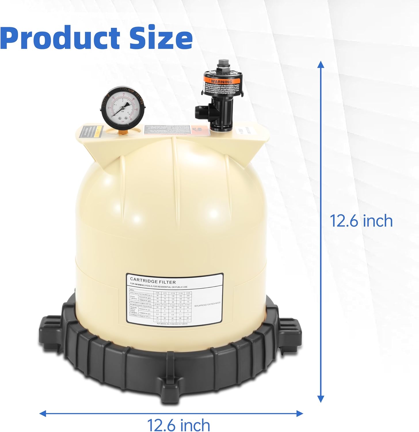 178561 Pool Filter Lid Replacement Compatible with Pentair Clean & Clear CC75, CC150,CC200 Cartridge & DE Filters Include Part Number 190058 9820980 59052900