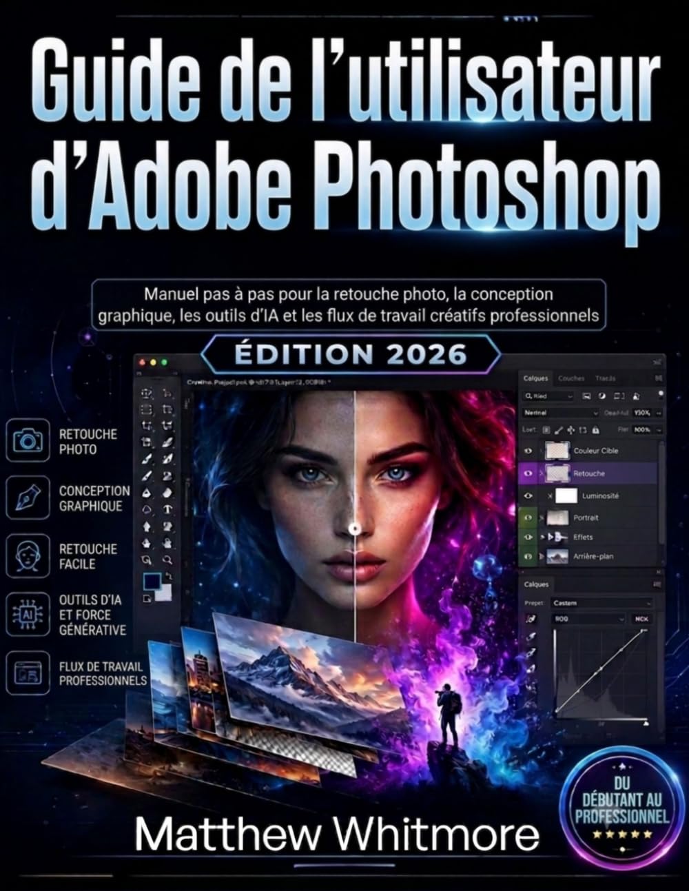 Guide de l'utilisateur d'Adobe Photoshop: Manuel pas à pas pour la retouche photo, la conception graphique, les outils d'IA et les flux de travail créatifs professionnels
