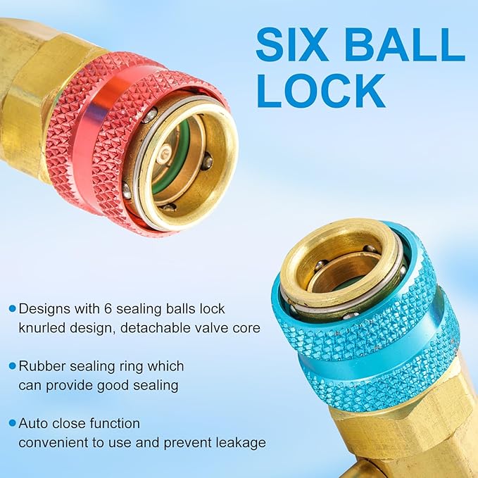 Adaptador R134A Quick Coupler, Kit Conversión R12 a R134A, Conector 90° miniatura 4