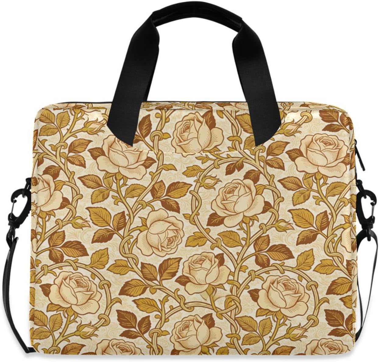 Laptop Sleeve Case 15-16 Inch Lightweight Laptop Carrying Case with Zipper Vintage Rose William Morris Light Brown Bag with Zipper for Travel Business