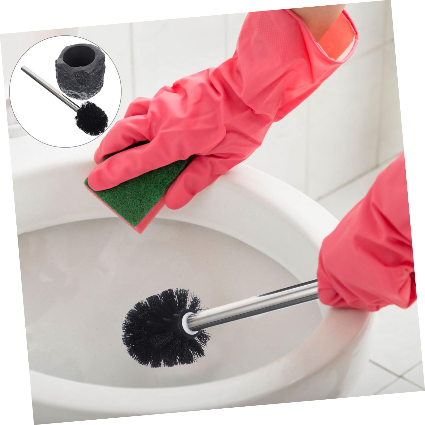 Escobilla WC con Mango y Soporte Estable Cepillo de Limpieza para Baño con Cerdas Resistentes para Eliminar Manchas y Organizar Espacio Hogar