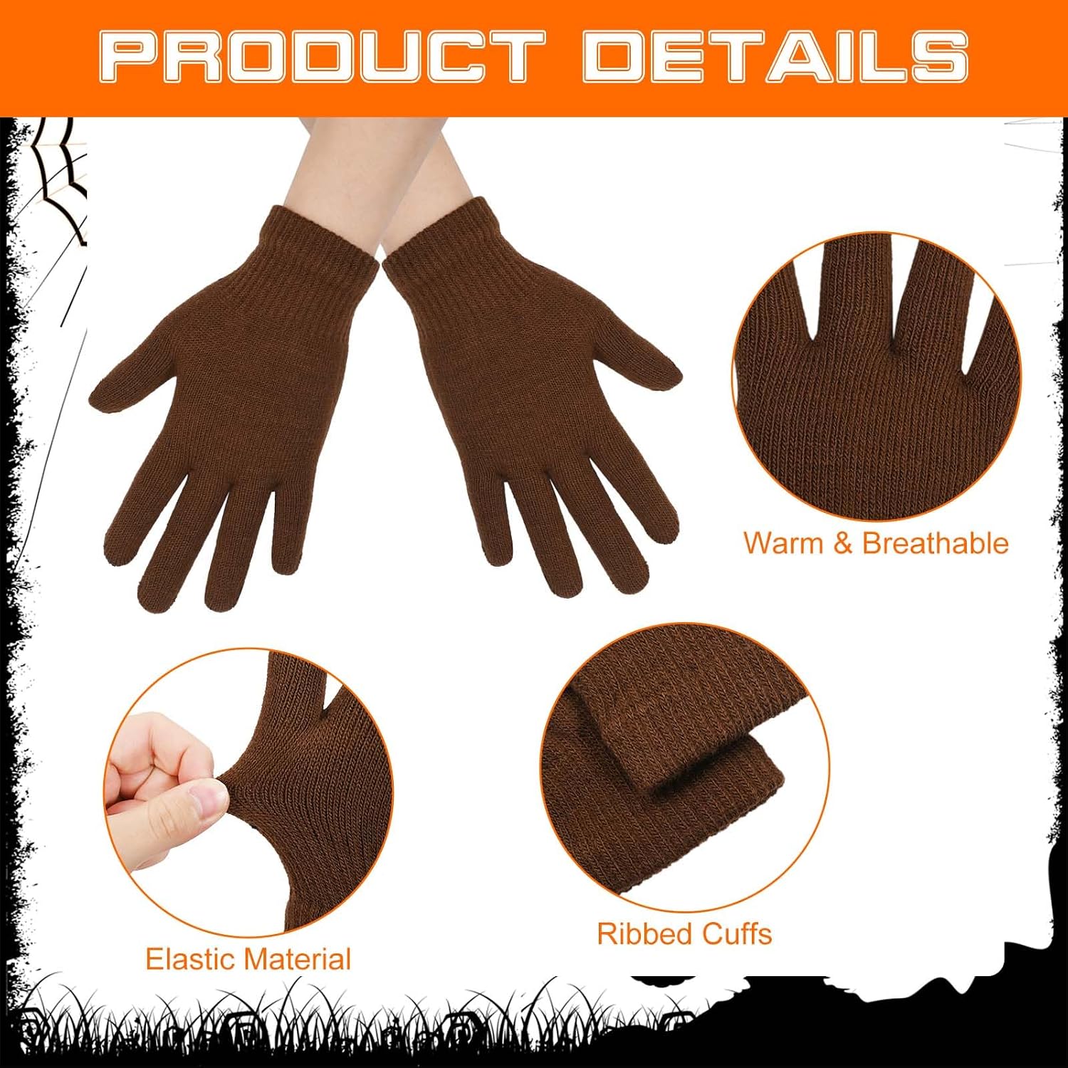 2Pcs Halloween Character Cosplay Halloween Custume Winter Hat Set Fleece Hood Brown Gloves for Halloween Cosplay image 3