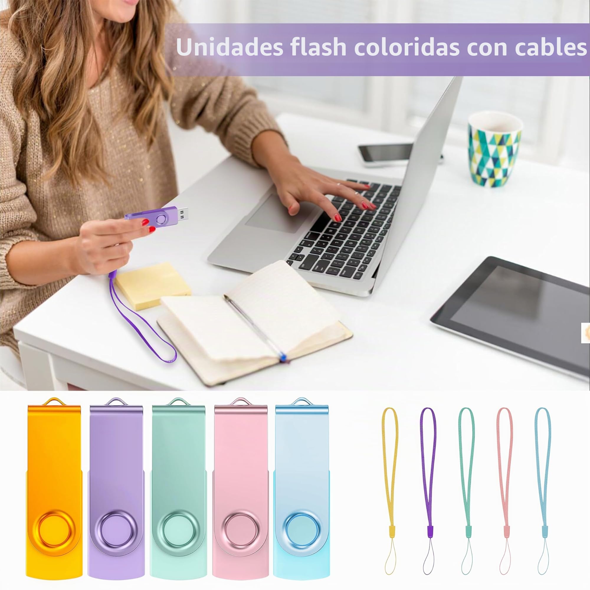 Pendrive USB 16GB 5 Pack, ABLAZE Memoria USB 2.0 16GB 5 Piezas, Flash Drive para PC, Desktop, Portátil, Auto (5 Colors)
