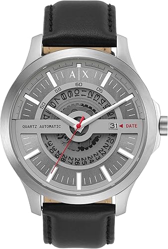 Armani Exchange AX - Reloj de vestir de cuarzo de acero inoxidable para hombre, PlataNegro Automático