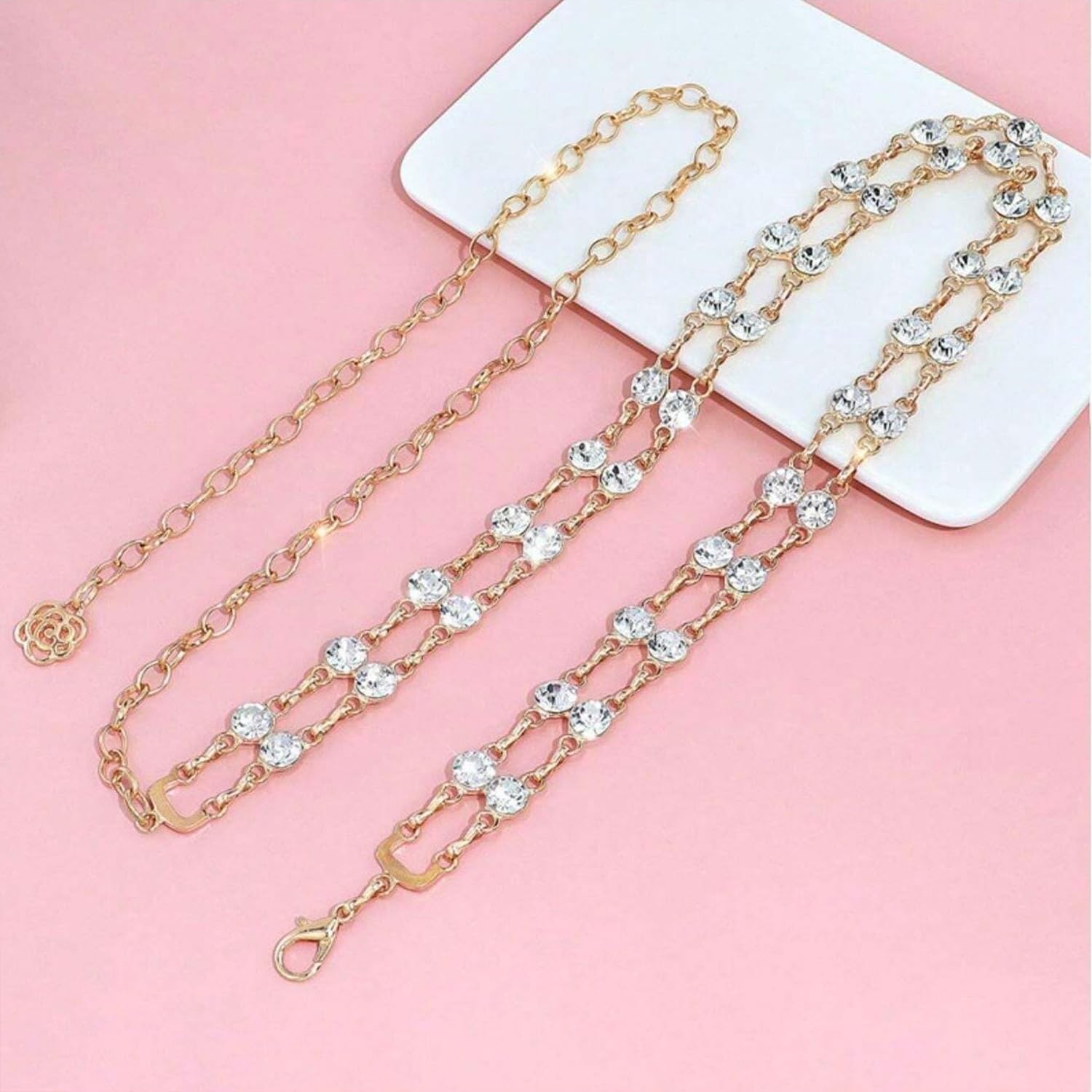 Aheli Cubic Zirconia Studded Dress Belly Chain Adjustable Waist Chain Fancy Kamarbandh Belt Gift for Women