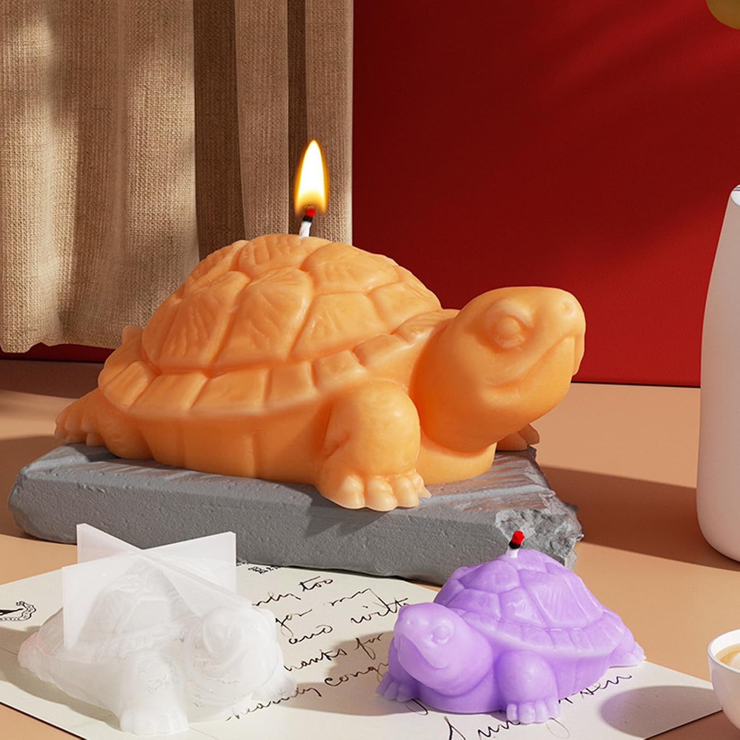 2Pcs Sea Turtle Resin Molds, 3D Tortoise Silicone Epoxy Moulds, Lifelike Large Animal Silicone Mold for Resin Casting, DIY Craft, Home Office Cabinets Wall Desktop Decor