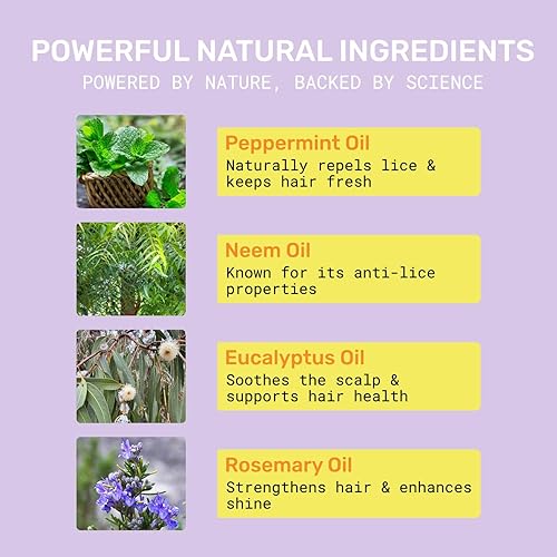 Miniatura 4 de Chase Away Champú antipiojos  Sin sulfato con aceite de menta, neem, eucalipto y romero, 8 onzas