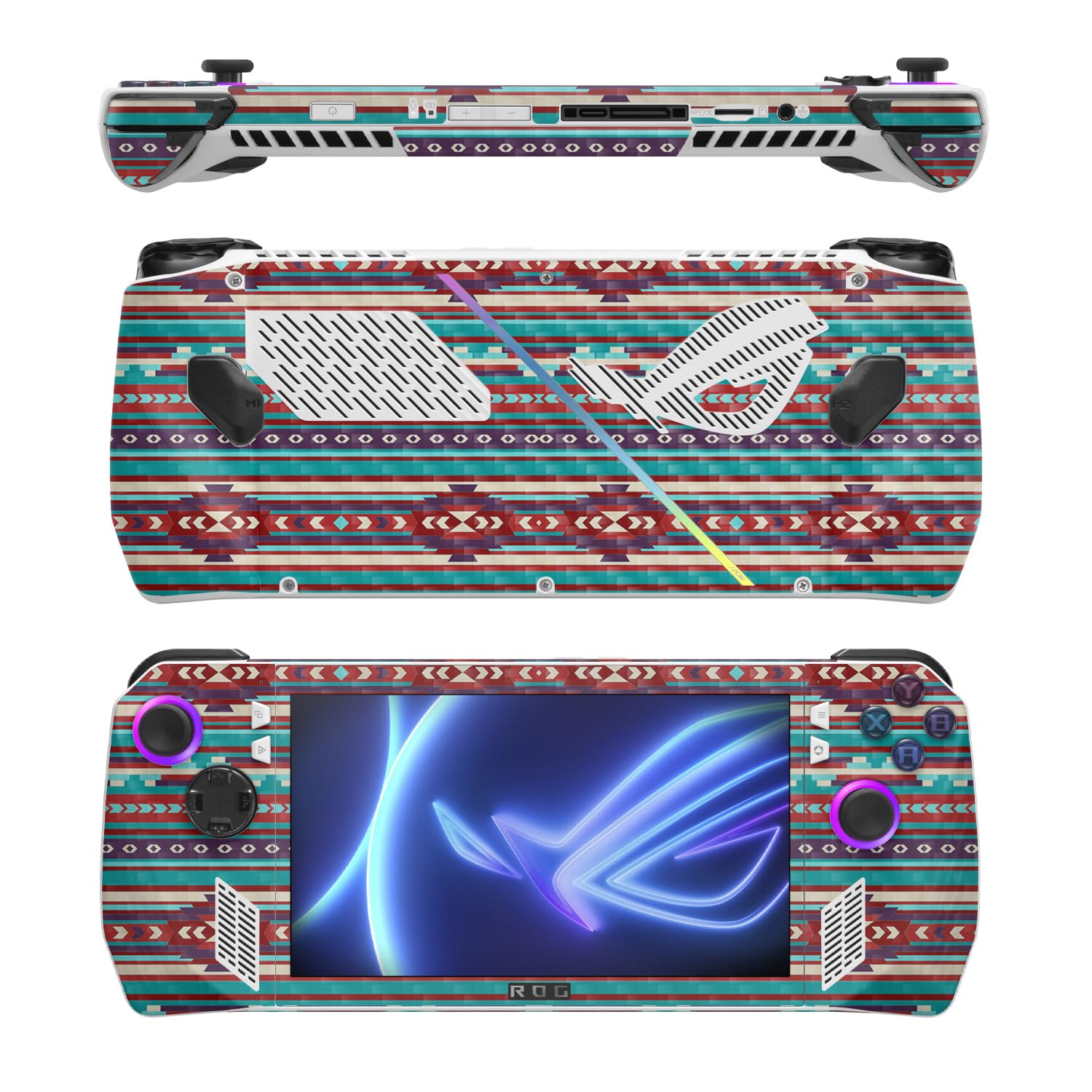 MightySkins Carbon Fiber Skin Compatible with Asus ROG Ally - Southwest Stripes | Protective, Durable Textured Carbon Fiber Finish | Easy to Apply