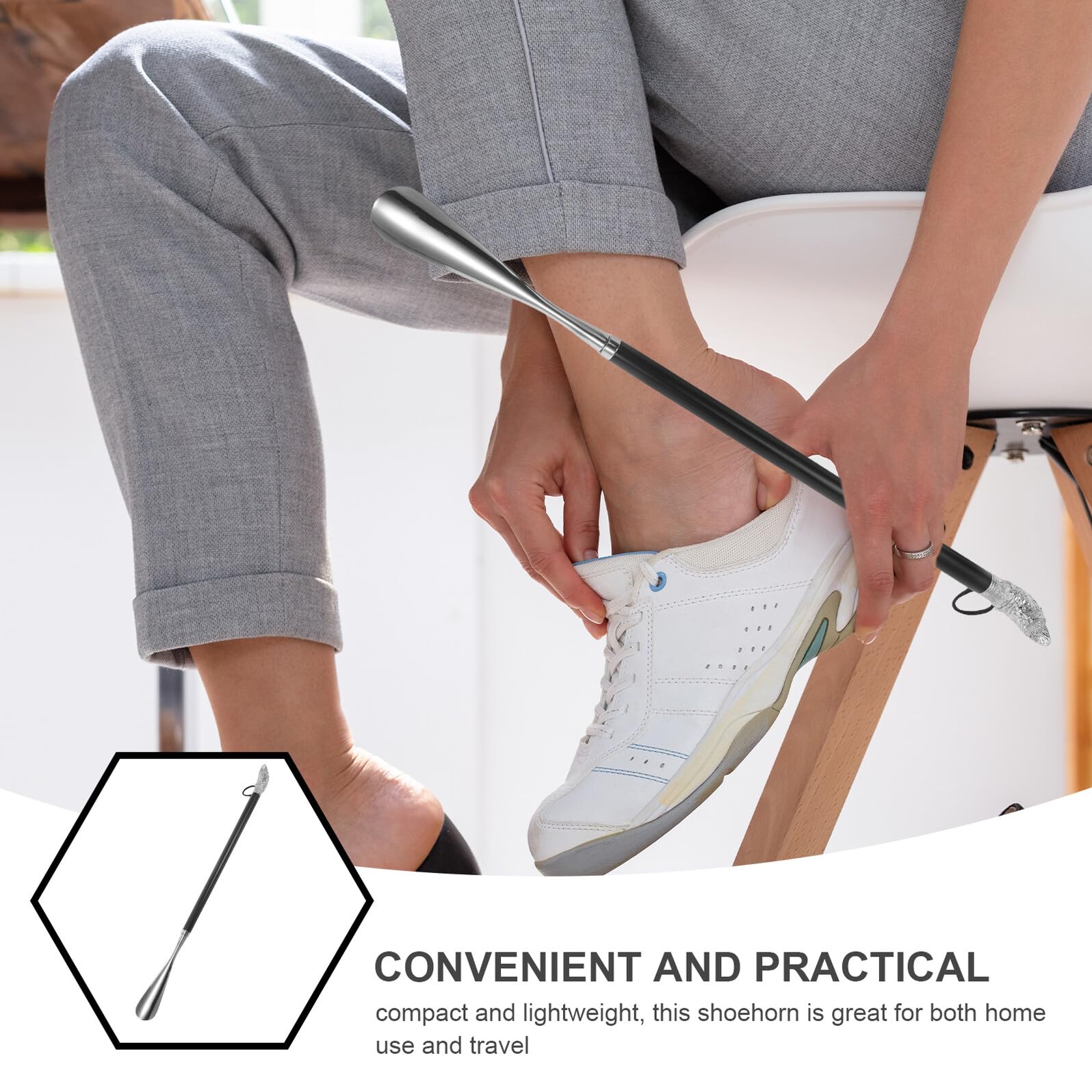 SUPVOX Calzador de Metal Ergonómico 56 Cm Mango Largo y Cabeza de Animal, Ayudante de Calzado para Personas Mayores y Embarazadas, Herramienta para Botas y Zapatos, Portátil Agacharse