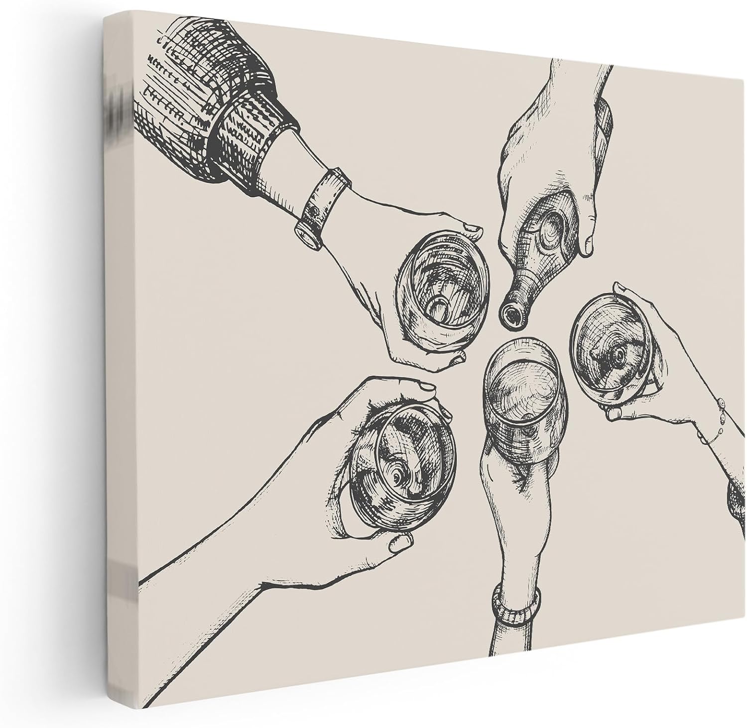 Poster Master Cheers Canvas - Retro Liqueur Print - Drawing Art - Gift for Men, Women & Bartender - Great Decor for Bar, Man Cave, Kitchen or Restaurant - 8x10 STRETCHED Canvas