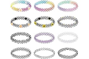 12PC Tattoo Choker Necklace Set | Y2K Style Accessories for Women, Teen & Little Girls