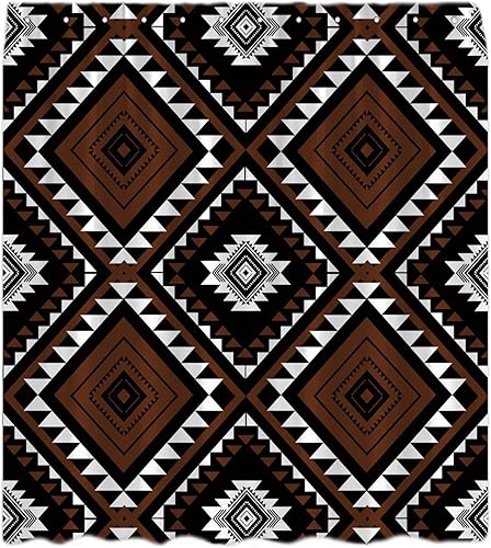 Miniatura 7 de Cortina de ducha azteca, bohemio, negro, blanco, abstracto, tribal, suroeste, navajo, nativo, geométrico, granja, retro, decoración occidental,