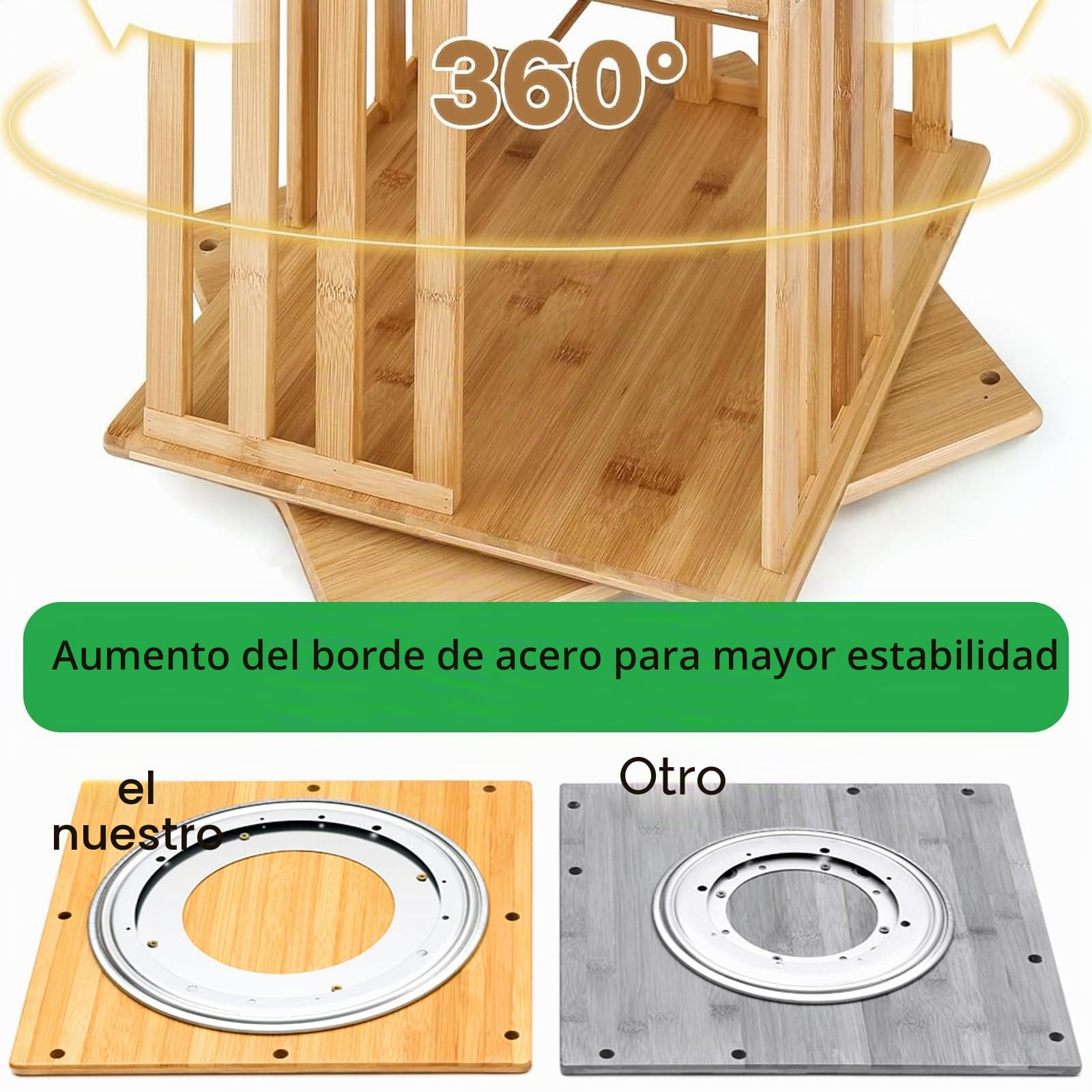 Estantería Giratoria de Bambú 360° Librería Giratoria (6to Piso) | Estantería Librería Alta de Pie Libreria Madera de Estudio y Biblioteca pie para niños y Adultos Mueble Almacenaje Multiusos