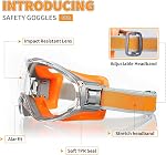 2-Pack Safety Goggles Over Glasses for Men, Anti-Fog Lab Eyewear for Chemistry, Woodworking, Construction - Safety Glasses