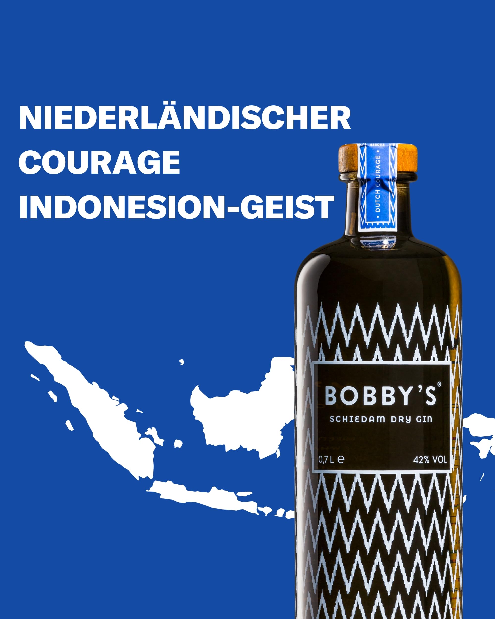 Bobby's Schiedam Dry Gin 70cl | Außergewöhnliche Mischung aus Indonesischen Botanicals und Traditionellen Gin-Zutaten | 42 % ABV | Premiumflasche als Tolles Gin-Geschenk