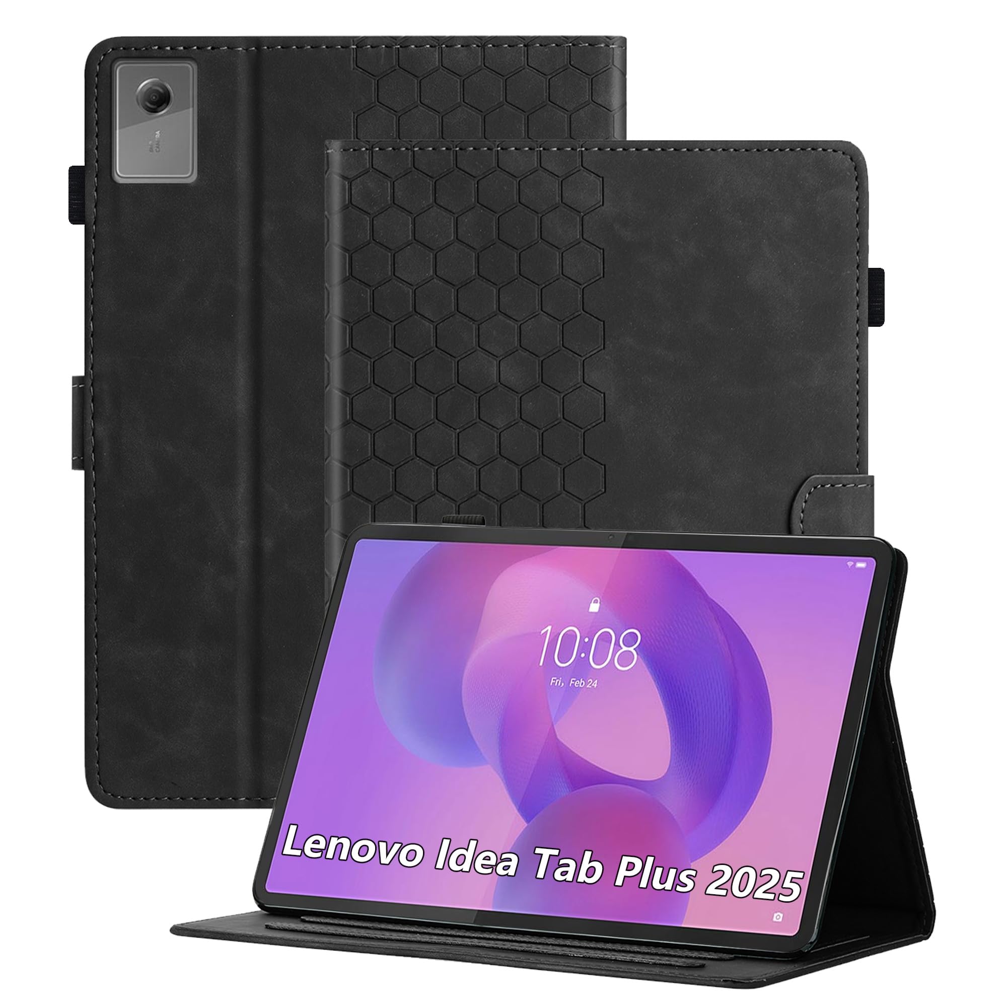 Cicili Hülle für Lenovo Idea Tab Plus 12.1 Zoll, Flip Case Cover für TB361FU Leder Tablet Folio Schutzhülle mit Tasche Ständer PU Lederhülle - Schwarz