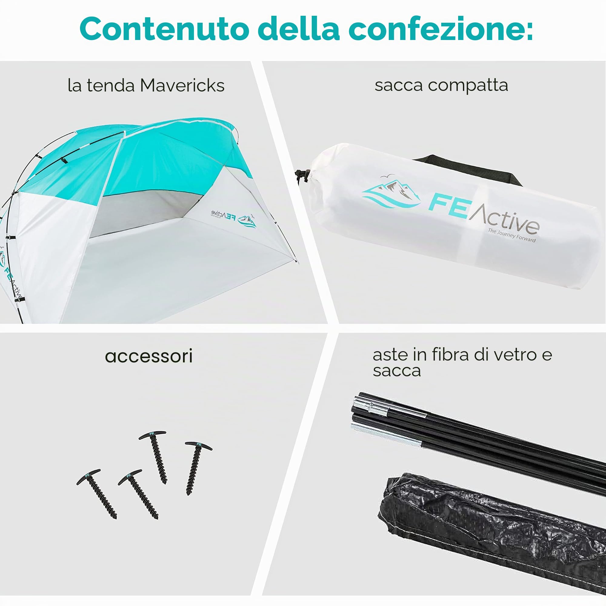 FE Active - Tenda da campeggio impermeabile, per viaggi e attività all'aperto, essenziale per escursionisti e appassionati di attività all'aperto