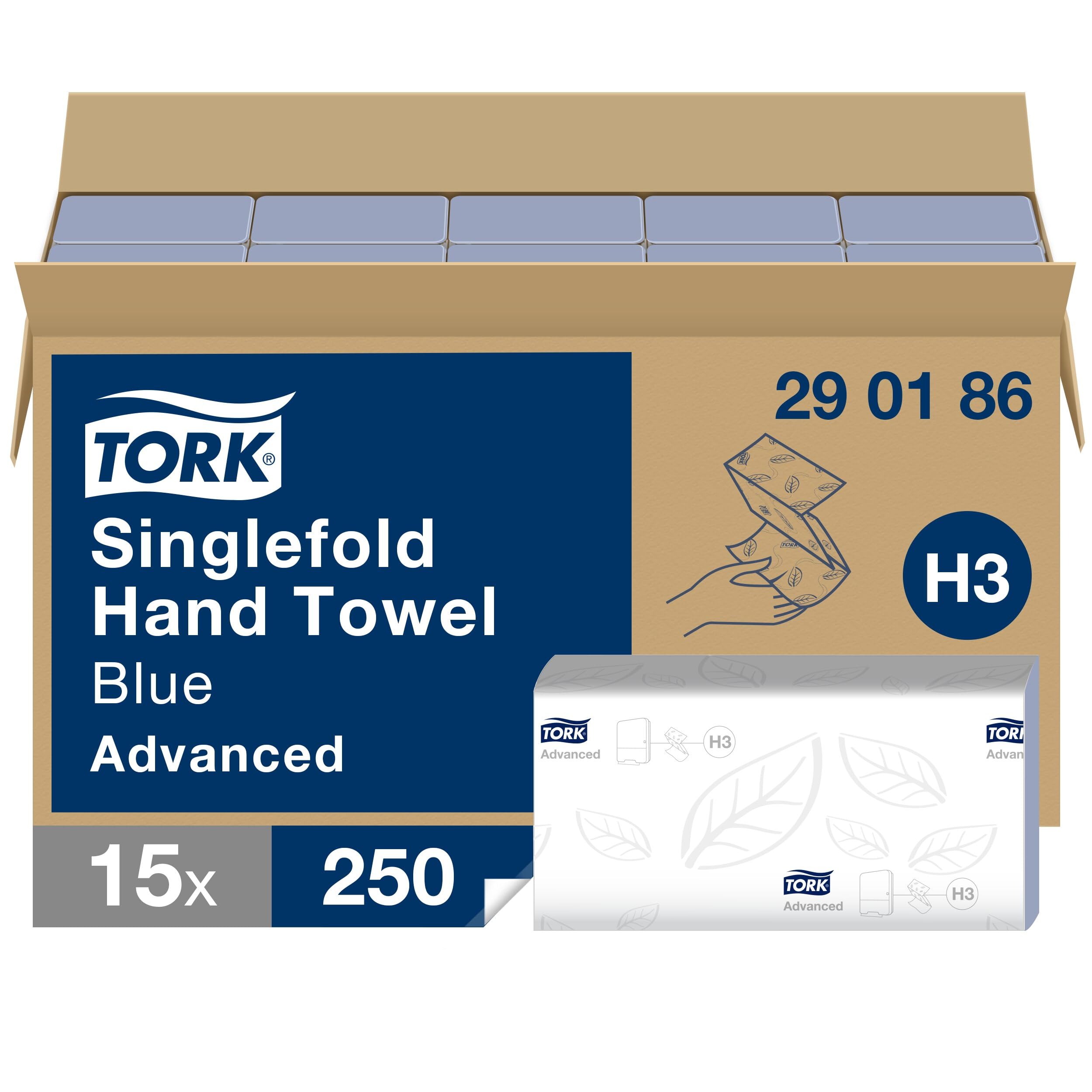 Singlefold Hand Towels Blue H3, Advanced, Embossed, 15 x 250 Sheets, 290186