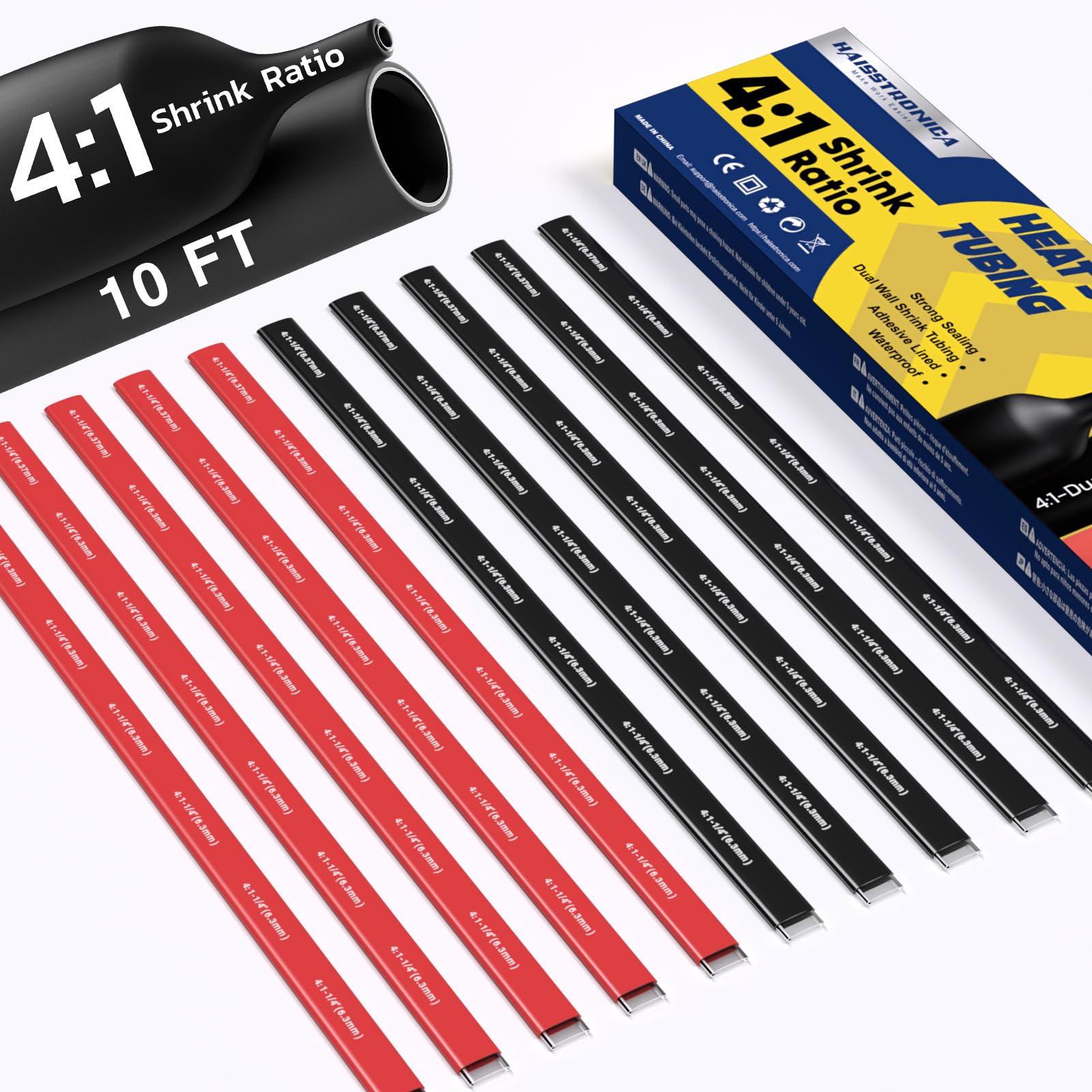 Haisstronica Heat Shrink Tubing Kit - 10ft 4:1 -22