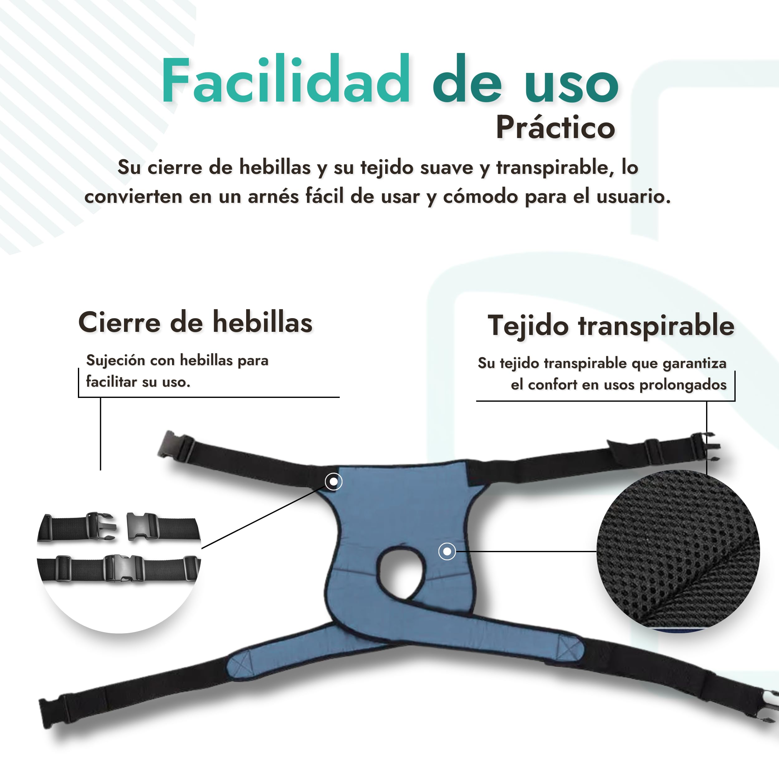 Arnés Abductor de Piernas: Confort Ergonómico y Estabilidad Superior, Ajuste Fácil con Cinchas, Material de Tres Capas Transpirable, para Sillas y Asientos, Varias Tallas (T-2 Contorno 60 x 75cm)