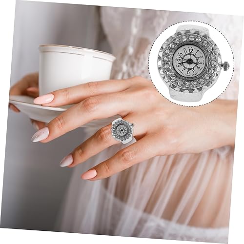 Miniatura 5 de NOLITOY Reloj de anillo electrónico de dedo, anillos vintage para mujer, anillo de reloj para hombre, reloj de diamante, anillo de dedo, anillo de