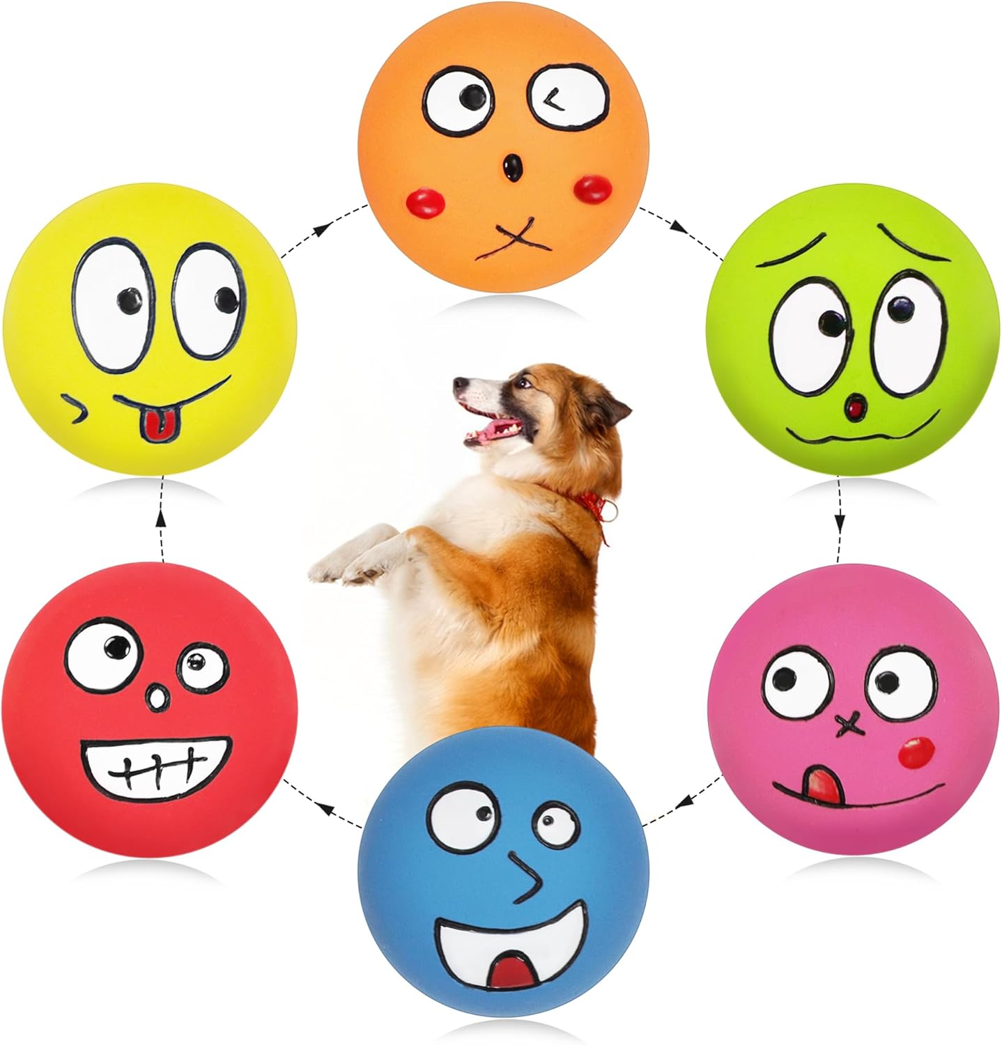 Squeaky Dog Toys, Interactive Squeaky Ball for Small Dogs/Puppies Puppy Teething Soft Non-Toxic Chew Toys for Gentle Play 6 Pcs/Set