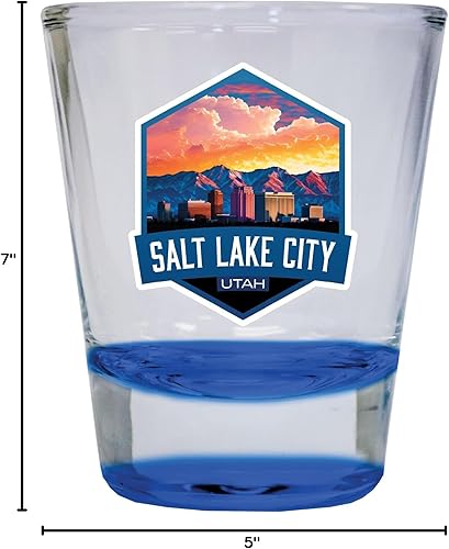 Miniatura 2 de R and R Imports Salt Lake City Utah Souvenir - Vaso de chupito redondo de 1.5 onzas, color azul A