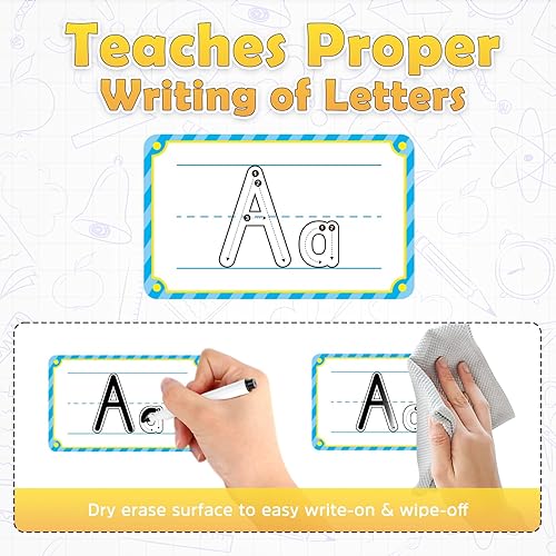 Miniatura 2 de Aizweb Tarjeta flash del alfabeto de borrado en seco para pared de palabras en el hogar, aula, seguimiento de letras, aprendizaje ABC para niños