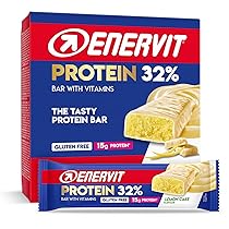 Enervit, Protein Bar 32% Lemon Cake, Barrette Proteiche, 15g di Proteine, con Vitamina D e B6, Gusto Lemon Cake, Per il Recupero dopo lo Sport, Senza Glutine, 12 Barrette da 48g