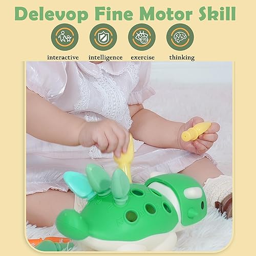 Miniatura 6 de DEIOUG - Juguetes Montessori para actividades de aprendizaje de niños pequeños, juguete educativo de dinosaurio, juguetes para bebés niños y niñas