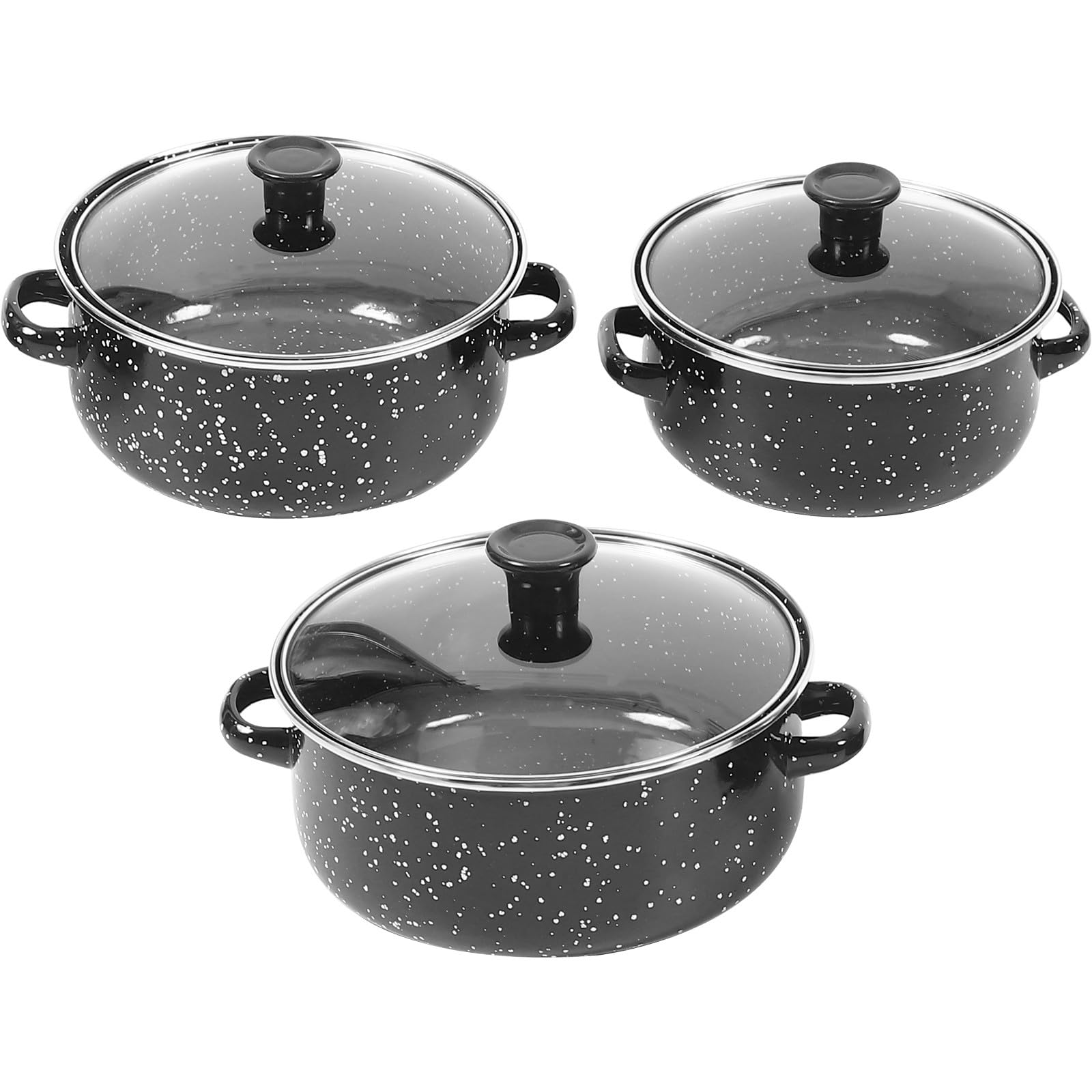 Pot en émail noir Angoily à double poignées et fond plat pour cuisine
