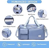 Vista 112 de Pequeña bolsa de gimnasio para mujer, bolsa de viaje con compartimento para zapatos