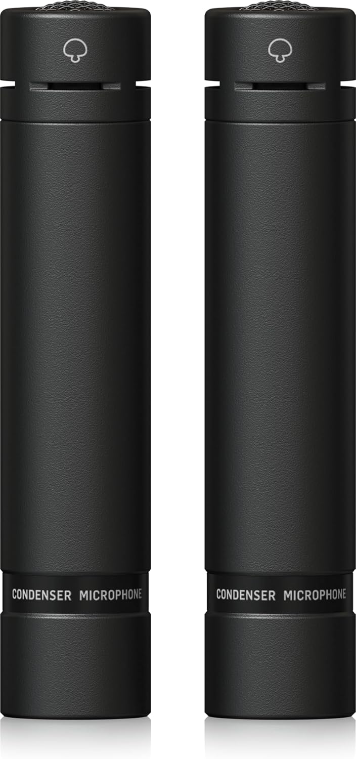 Behringer C-2 Dark Edition Matched Pair Small-Diaphragm Condenser Microphones, Cardioid, 20Hz–20kHz, Stereo Recording with Shock Mounts and Carrying Case